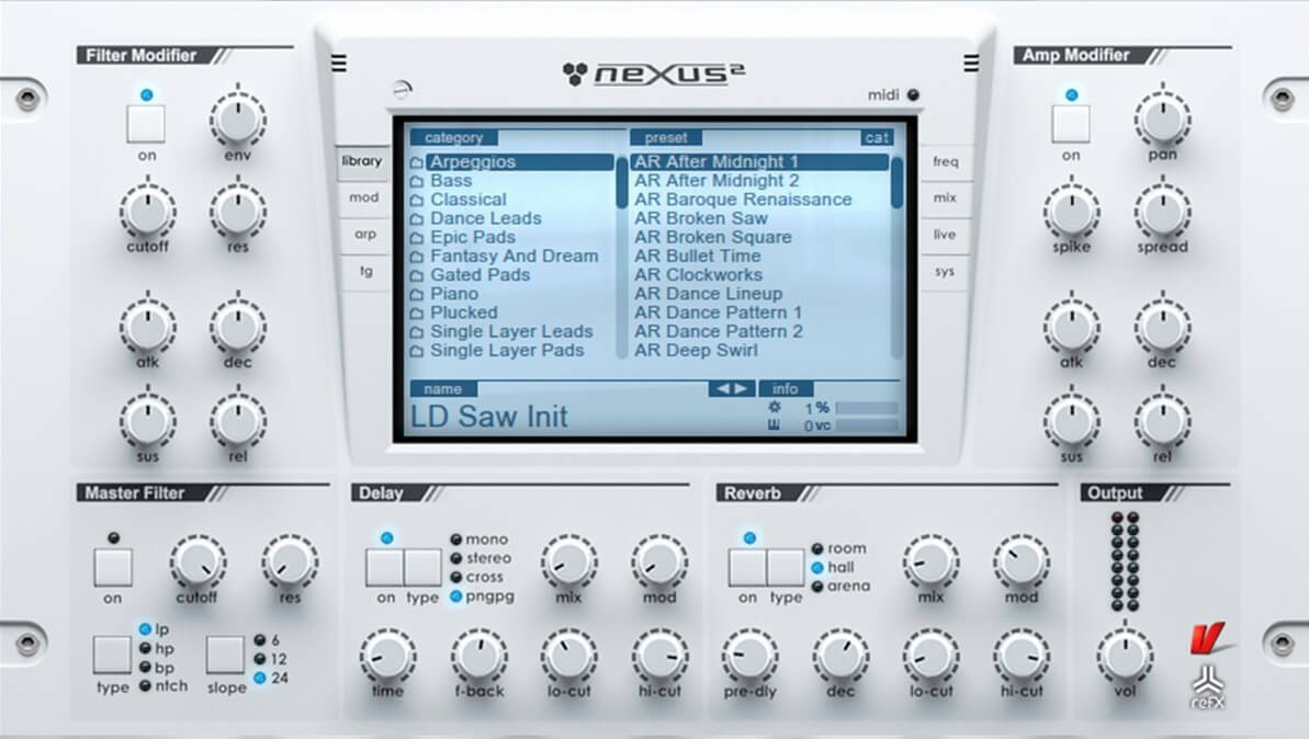 Interface of Nexus Presets