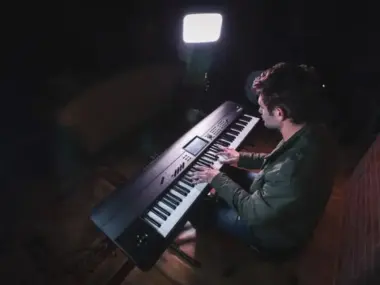 Chris Senner testing keyboards